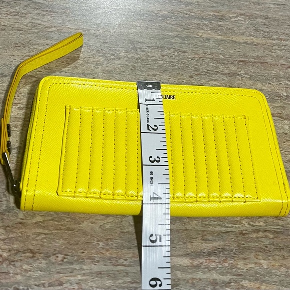 Zadig & Voltaire quilted canary yellow zippered wallet wristlet/ clutch - Picture 13 of 16